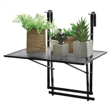 Load image into Gallery viewer, Adjustable Height Black Patio Railing Folding Table