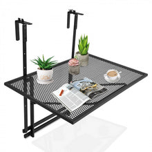 Load image into Gallery viewer, Adjustable Height Black Patio Railing Folding Table