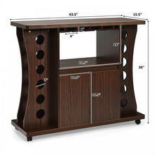 Load image into Gallery viewer, Costway Vintage Home Bar Cabinet Storage Cabinet with Wine Glass Rack and Casters - Suitable for Restaurant and Bar