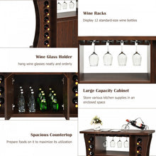 Load image into Gallery viewer, Costway Vintage Home Bar Cabinet Storage Cabinet with Wine Glass Rack and Casters - Suitable for Restaurant and Bar