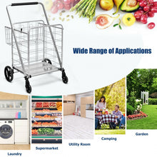 Load image into Gallery viewer, Foldable Large Indoor/Outdoor Shopping Cart with 360° Swivel Front Wheels