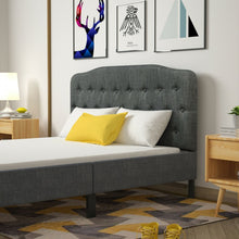 Load image into Gallery viewer, Gray Button-Tufted Adjustable Height Upholstered Headboard