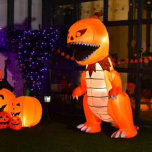Load image into Gallery viewer, Costway Halloween Inflatable Pumpkin Dinosaur with Built-in LED Lights - Suitable for Haunted House Parties