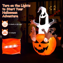 Load image into Gallery viewer, Costway Halloween Inflatable Pumpkin Ghost Decoration with LED Lights - Suitable for Holiday Parties