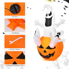 Load image into Gallery viewer, Costway Halloween Inflatable Pumpkin Ghost Decoration with LED Lights - Suitable for Holiday Parties
