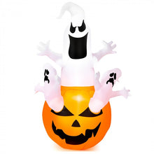 Load image into Gallery viewer, Costway Halloween Inflatable Pumpkin Ghost Decoration with LED Lights - Suitable for Holiday Parties