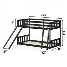 Load image into Gallery viewer, Children's Bunk Bed with Ladder and Slide, Wooden Frame