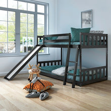 Load image into Gallery viewer, Children's Bunk Bed with Ladder and Slide, Wooden Frame