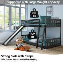 Load image into Gallery viewer, Children's Bunk Bed with Ladder and Slide, Wooden Frame