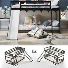Load image into Gallery viewer, Children's Bunk Bed with Ladder and Slide, Wooden Frame