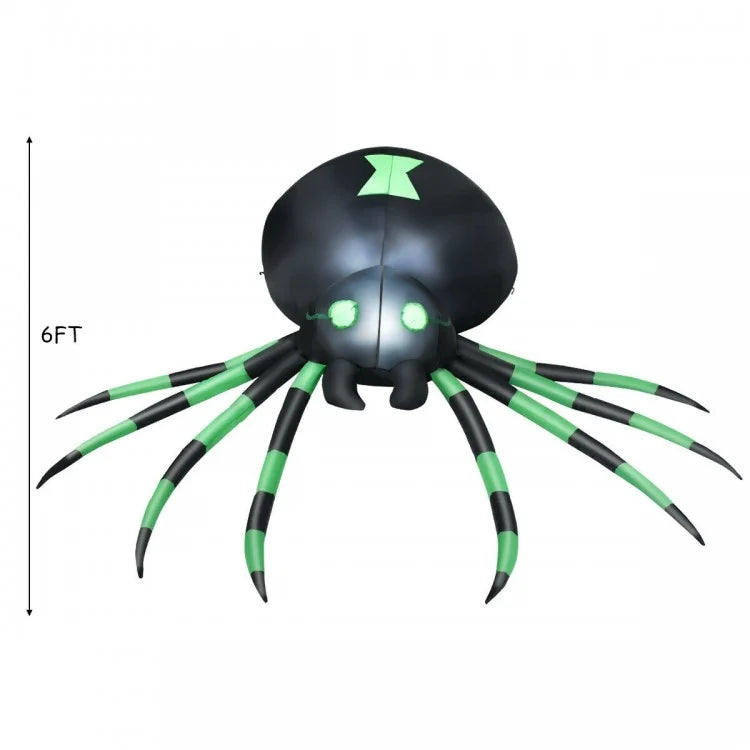 2024 Costway Halloween Inflatable Spider with Waterproof Fan and LED Lights - Suitable for Backyard Parties and Haunted Houses