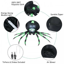 Load image into Gallery viewer, 2024 Costway Halloween Inflatable Spider with Waterproof Fan and LED Lights - Suitable for Backyard Parties and Haunted Houses