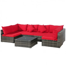 Charger l'image dans la galerie, Costway 7-Piece Wicker Sectional Couches Set with Cushioned Backrest - Suitable for Patio, Garden, and Backyard