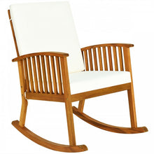 Load image into Gallery viewer, Outdoor Wooden Rocking Chair with White Cushion