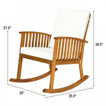 Load image into Gallery viewer, Outdoor Wooden Rocking Chair with White Cushion