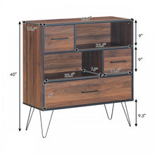 Load image into Gallery viewer, Walnut-Colored Vintage Multi-Tier Storage Cabinet with Three Drawer
