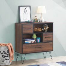 Load image into Gallery viewer, Walnut-Colored Vintage Multi-Tier Storage Cabinet with Three Drawer