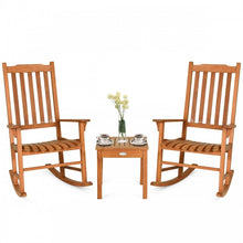 Load image into Gallery viewer, Outdoor Patio 3-Piece Wooden Rocking Chair and Coffee Table Set