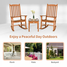 Load image into Gallery viewer, Outdoor Patio 3-Piece Wooden Rocking Chair and Coffee Table Set