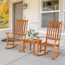 Load image into Gallery viewer, Outdoor Patio 3-Piece Wooden Rocking Chair and Coffee Table Set