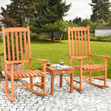 Load image into Gallery viewer, Outdoor Patio 3-Piece Wooden Rocking Chair and Coffee Table Set