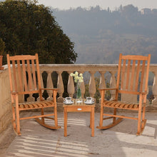 Load image into Gallery viewer, Outdoor Patio 3-Piece Wooden Rocking Chair and Coffee Table Set