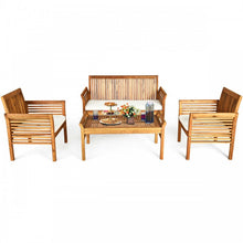 Load image into Gallery viewer, 4-Piece Acacia Wood Outdoor Patio Sofa Set