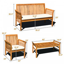 Load image into Gallery viewer, 4-Piece Acacia Wood Outdoor Patio Sofa Set