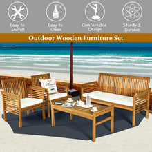 Load image into Gallery viewer, 4-Piece Acacia Wood Outdoor Patio Sofa Set