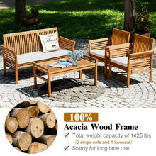 Load image into Gallery viewer, 4-Piece Acacia Wood Outdoor Patio Sofa Set