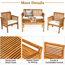 Load image into Gallery viewer, 4-Piece Acacia Wood Outdoor Patio Sofa Set