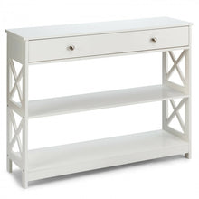 Load image into Gallery viewer, Costway Modern White/Black Entryway Table with Drawer - Suitable for Living Room and Porch