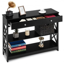 Load image into Gallery viewer, Costway Modern White/Black Entryway Table with Drawer - Suitable for Living Room and Porch