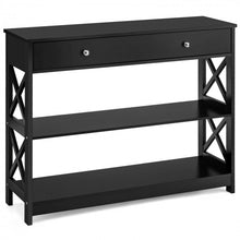 Load image into Gallery viewer, Costway Modern White/Black Entryway Table with Drawer - Suitable for Living Room and Porch