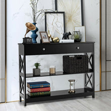 Load image into Gallery viewer, Costway Modern White/Black Entryway Table with Drawer - Suitable for Living Room and Porch