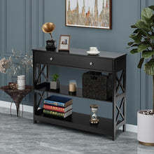 Load image into Gallery viewer, Costway Modern White/Black Entryway Table with Drawer - Suitable for Living Room and Porch