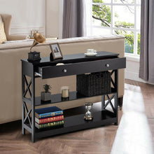 Load image into Gallery viewer, Costway Modern White/Black Entryway Table with Drawer - Suitable for Living Room and Porch