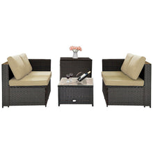 Charger l'image dans la galerie, 4-Piece Outdoor Wicker Sofa Set with Storage Cabinet for Patio
