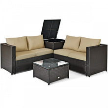 Charger l'image dans la galerie, 4-Piece Outdoor Wicker Sofa Set with Storage Cabinet for Patio