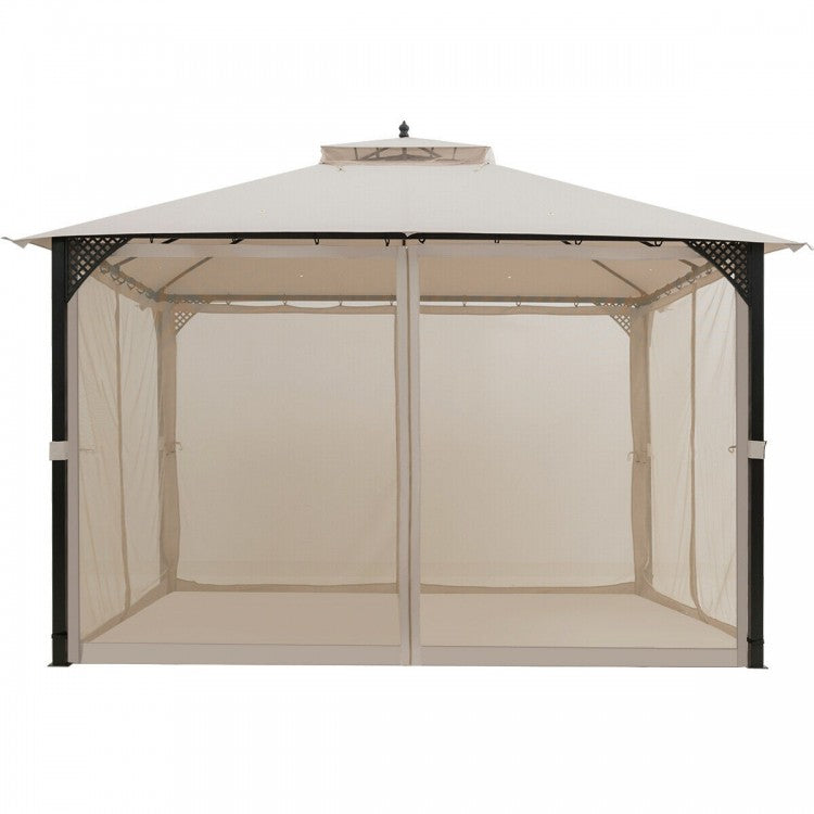 12 x 10 Ft Outdoor Camping Pavilion Canopy Tent for Patio and Backyard