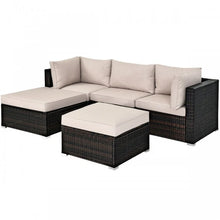 Load image into Gallery viewer, Costway Affordable Sectional Couches 5-Piece Set with Ottoman Table - Suitable for Patio, Garden, and Backyard
