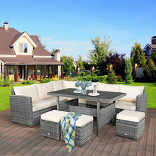 Load image into Gallery viewer, 7-Piece Modern Outdoor Wicker Sofa Set with Coffee Table