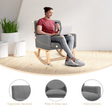 Load image into Gallery viewer, Gray Modern Minimalist Rocking Chair with Wooden Base and Cushion