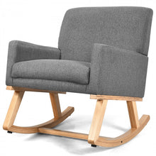 Load image into Gallery viewer, Gray Modern Minimalist Rocking Chair with Wooden Base and Cushion