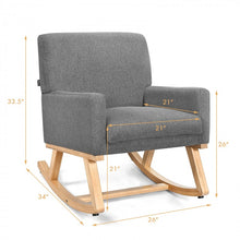 Load image into Gallery viewer, Gray Modern Minimalist Rocking Chair with Wooden Base and Cushion