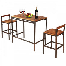 Charger l'image dans la galerie, Outdoor Patio Wooden Bar Table and Chair Set