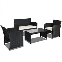 Load image into Gallery viewer, 4-Piece Outdoor Patio Wicker Sofa Set with Glass Coffee Table