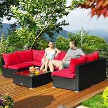 Charger l'image dans la galerie, 7-Piece Modular Outdoor Wicker Sofa Set with Coffee Table