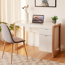Load image into Gallery viewer, Modern White Computer Desk with Drawers for Office