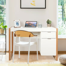 Load image into Gallery viewer, Modern White Computer Desk with Drawers for Office